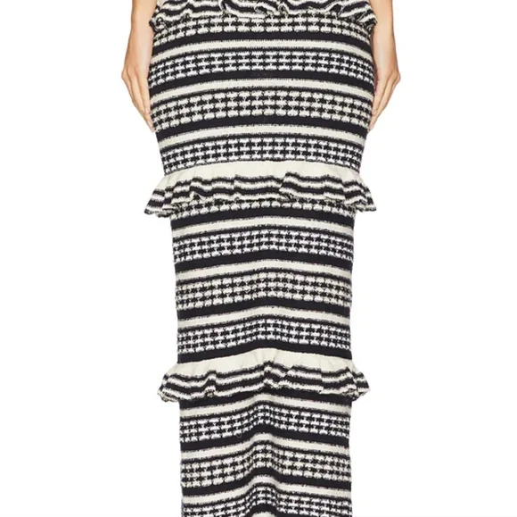 NWT Tularosa Brown and White Ruffled Tiered Maxi Skirt - Picture 4 of 6